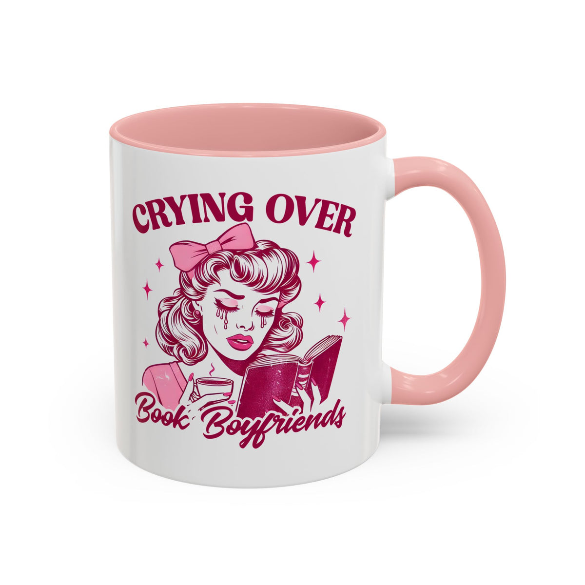 Crying Over Book Boyfriends Retro Pin-Up Accent Coffee Mug | Bookish Reader Gift - Spinsterly Co