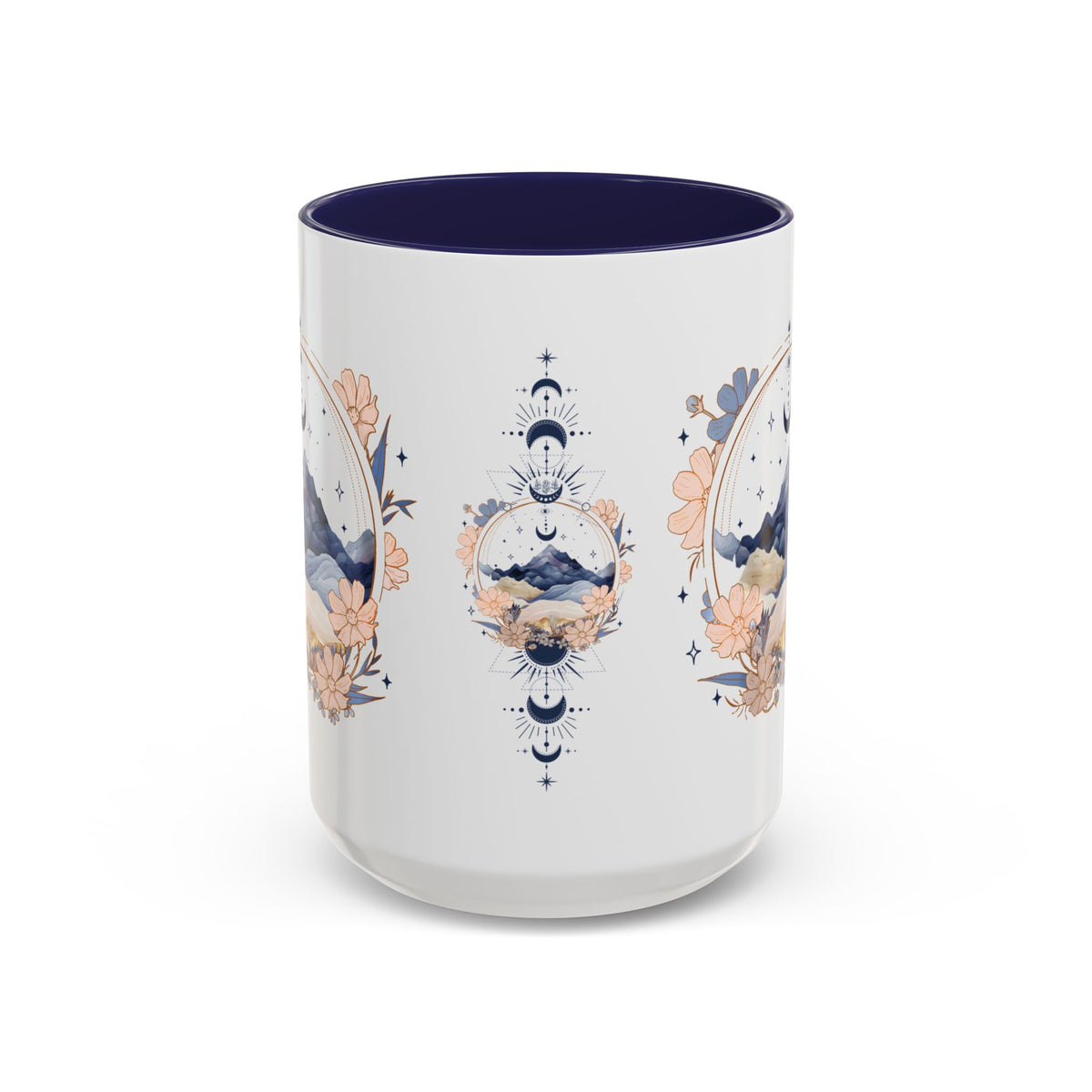 Moon Phase Celestial Accent Coffee Mug — Watercolor Floral Fantasy Drinkware - Spinsterly Co