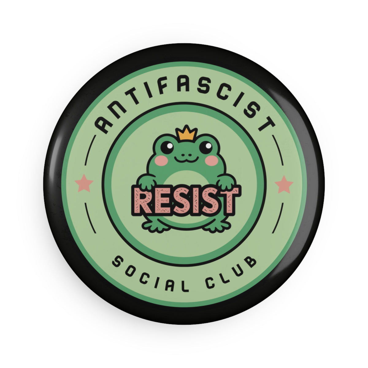 Antifascist Social Club Resist Button Magnet | Kawaii Frog Political Fridge Magnet - Spinsterly Co