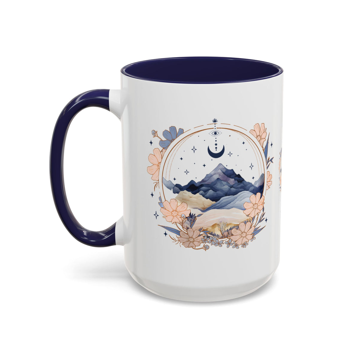 Moon Phase Celestial Accent Coffee Mug — Watercolor Floral Fantasy Drinkware - Spinsterly Co