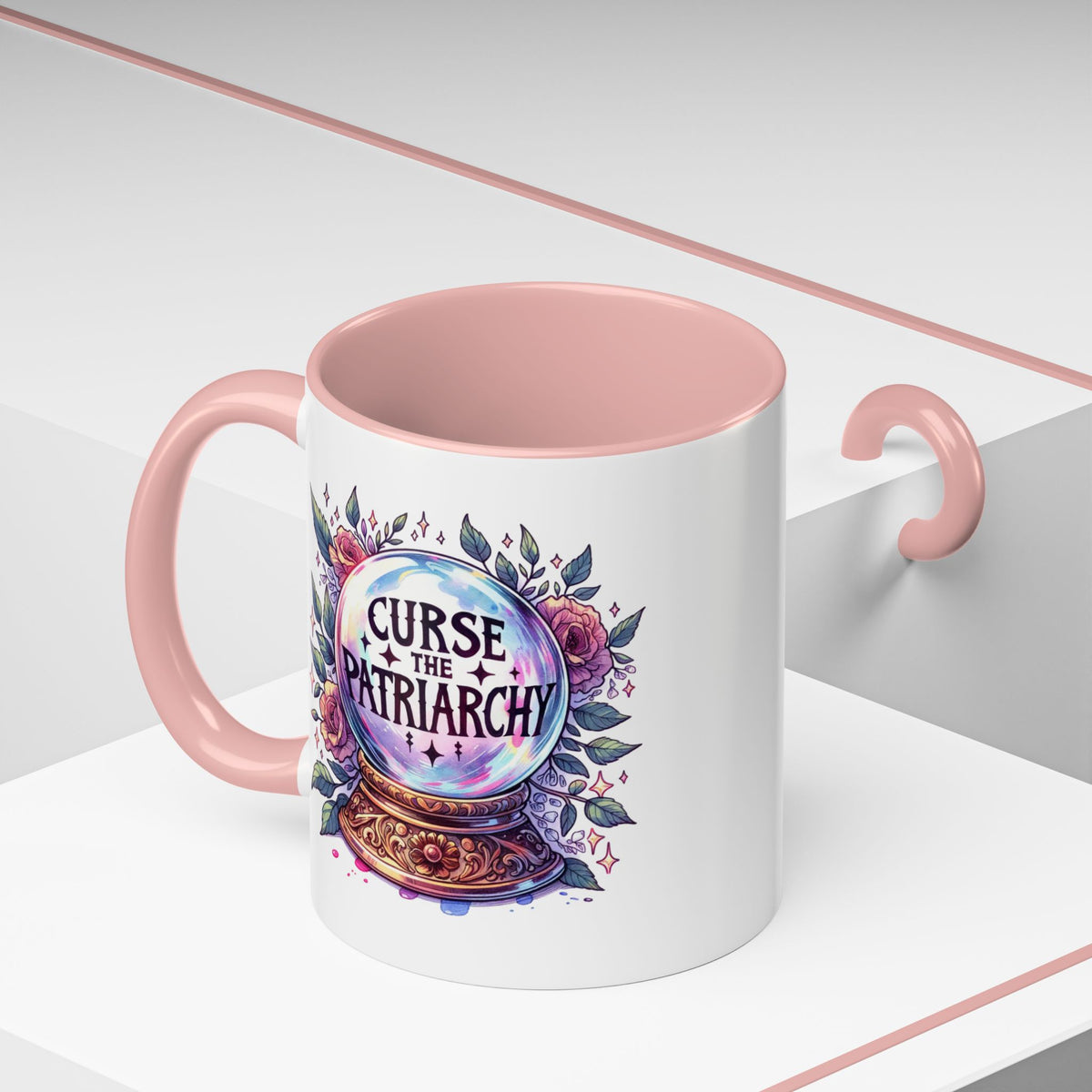 Curse the Patriarchy Floral Crystal Ball Accent Coffee Mug | Witchy Feminist Gift - Spinsterly Co