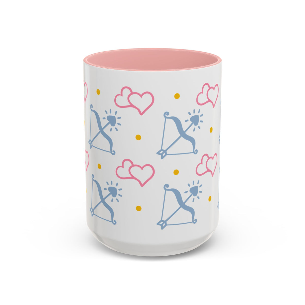 Sagittarius Bow & Arrow Heart Pattern Accent Coffee Mug | Pink Zodiac Gift - Spinsterly Co