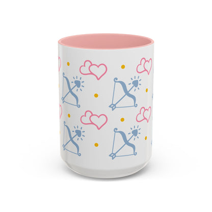 Sagittarius Bow & Arrow Heart Pattern Accent Coffee Mug | Pink Zodiac Gift - Spinsterly Co