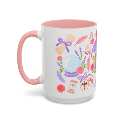 Hot Girls Read Romantasy Accent Coffee Mug | Dragon Wings Books Pink Floral - Spinsterly Co