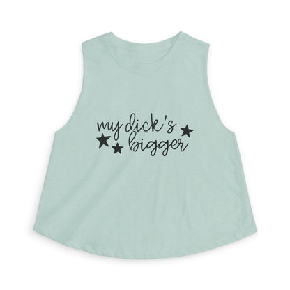 My D!ck's Bigger Crop Top | Funny Feminist Women's Cropped Tank - Spinsterly Co