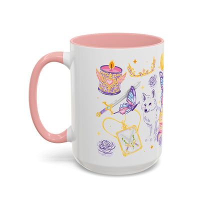 She Is Moonlight Fae Romantasy Collage Accent Coffee Mug | Bookish Wolf Crown Gift - Spinsterly Co