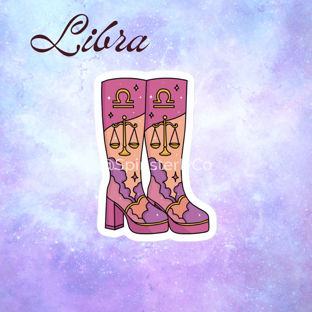 Zodiac Stickers All 12 Signs | Die-Cut Satin Boot Sticker Set - Spinsterly Co