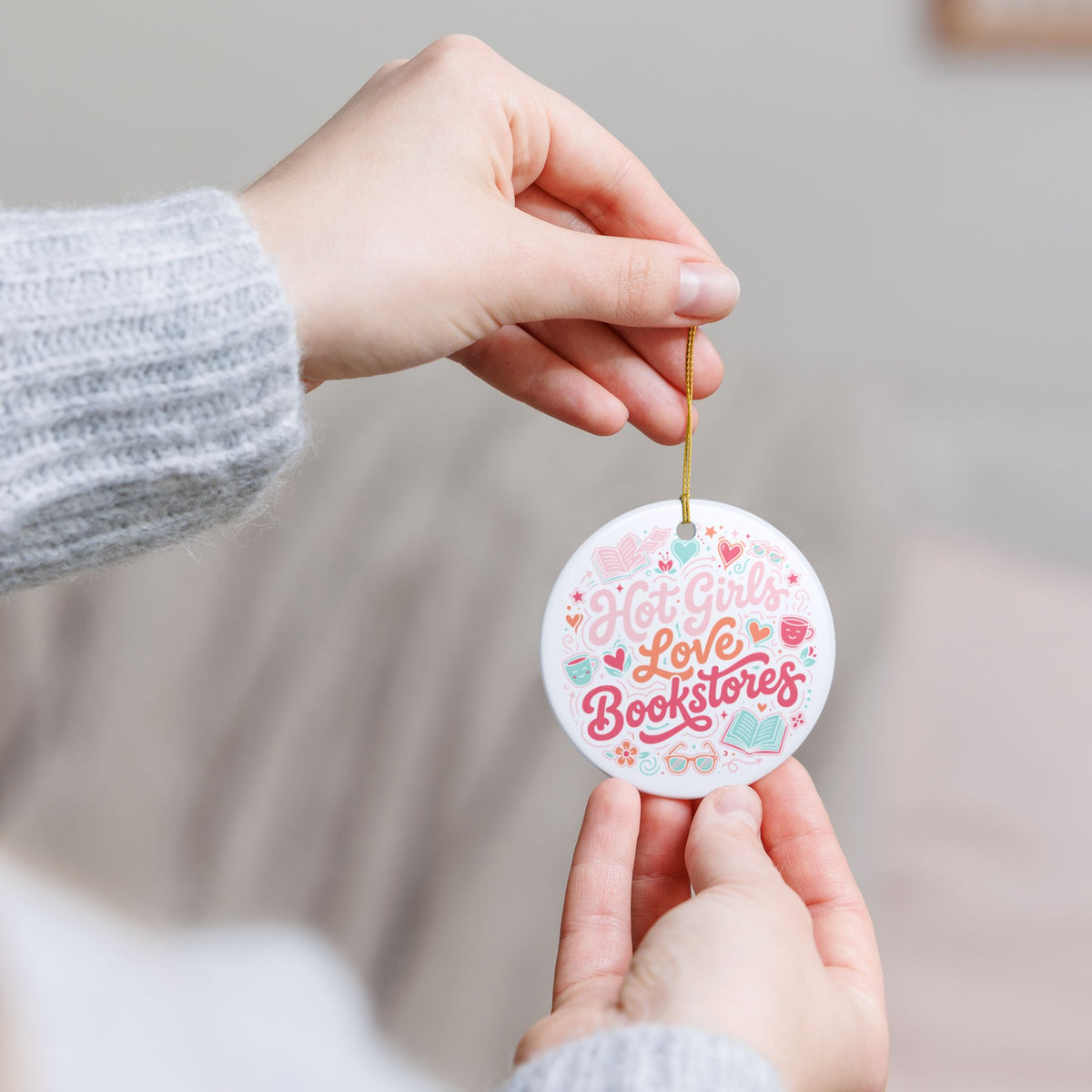 Hot Girls Love Bookstores | Ceramic Holiday Ornament - Spinsterly Co