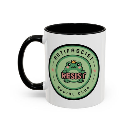 Antifascist Social Club Resist Accent Coffee Mug | Kawaii Frog Political Mug - Spinsterly Co