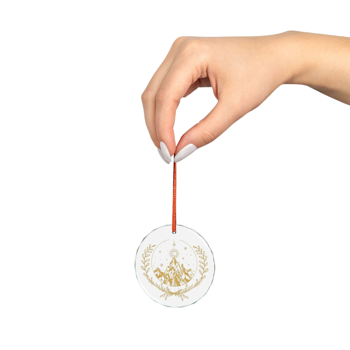 Fae Mountain Crystal Glass Ornament | Gold Celestial Nature Holiday Ornament - Spinsterly Co