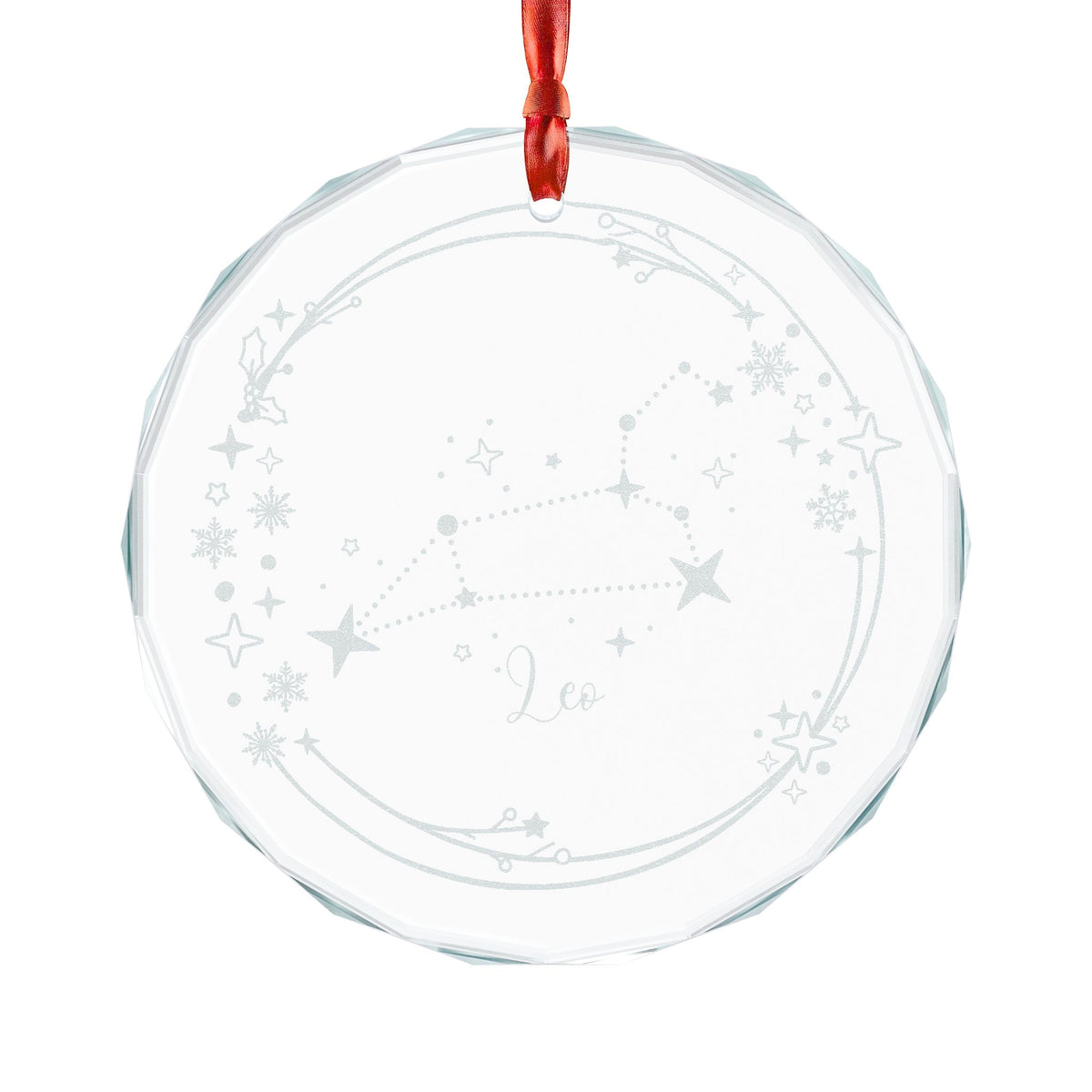 Leo Constellation Engraved Crystal Ornament | Zodiac Star Map Glass Ornament - Spinsterly Co