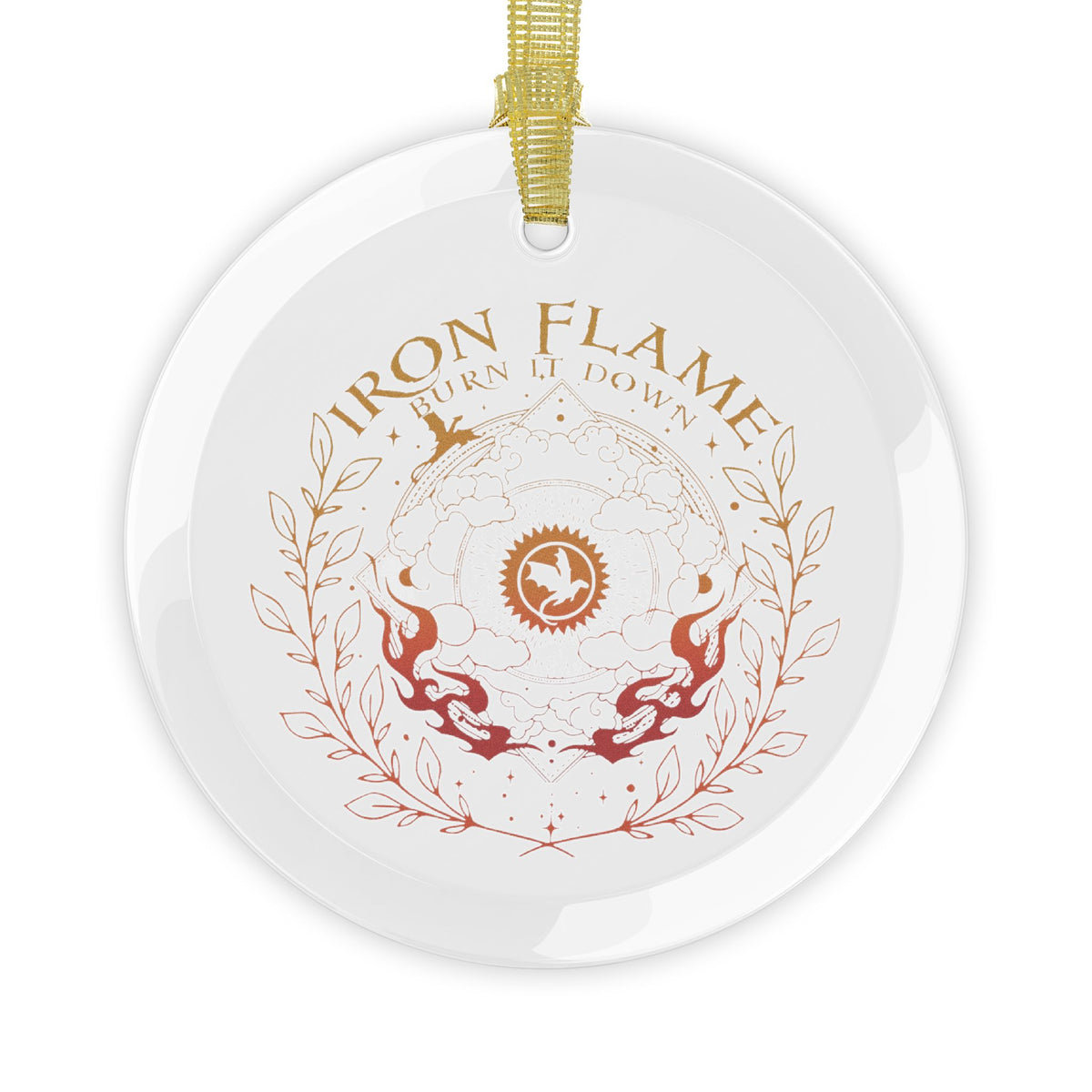 Burn It Down Dragon Flame Glass Ornament | Romantasy Book Lover Holiday Gift - Spinsterly Co