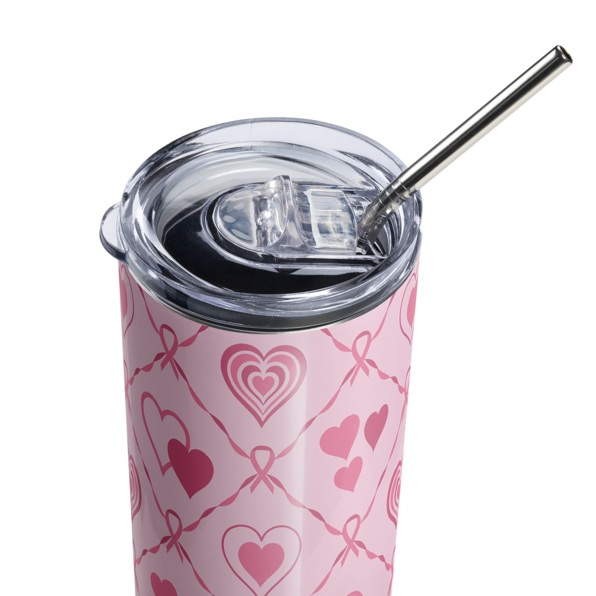 Breast Cancer Awareness Tumbler with Stainless Steel Straw | 20 oz Pink Ribbon Gift - Spinsterly Co