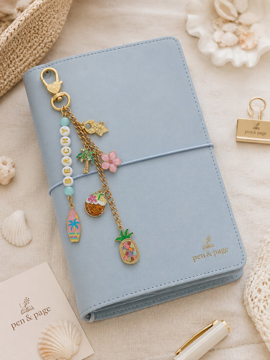 Handmade Beachy Bag Charm | Tropical Pastel & Gold-Tone | Coastal Accessory Gift - Spinsterly Co