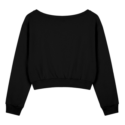 My Dick's Bigger Off-Shoulder Crop Sweatshirt | Feminist Statement Top - Spinsterly Co