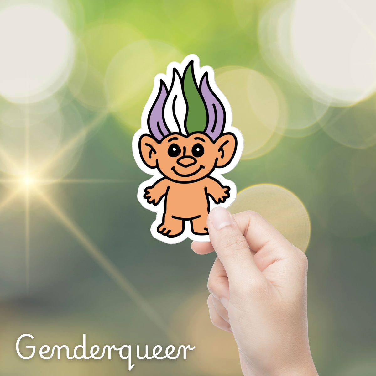 90s Pride Troll Doll Sticker | Die-Cut Vinyl Sticker - Spinsterly Co