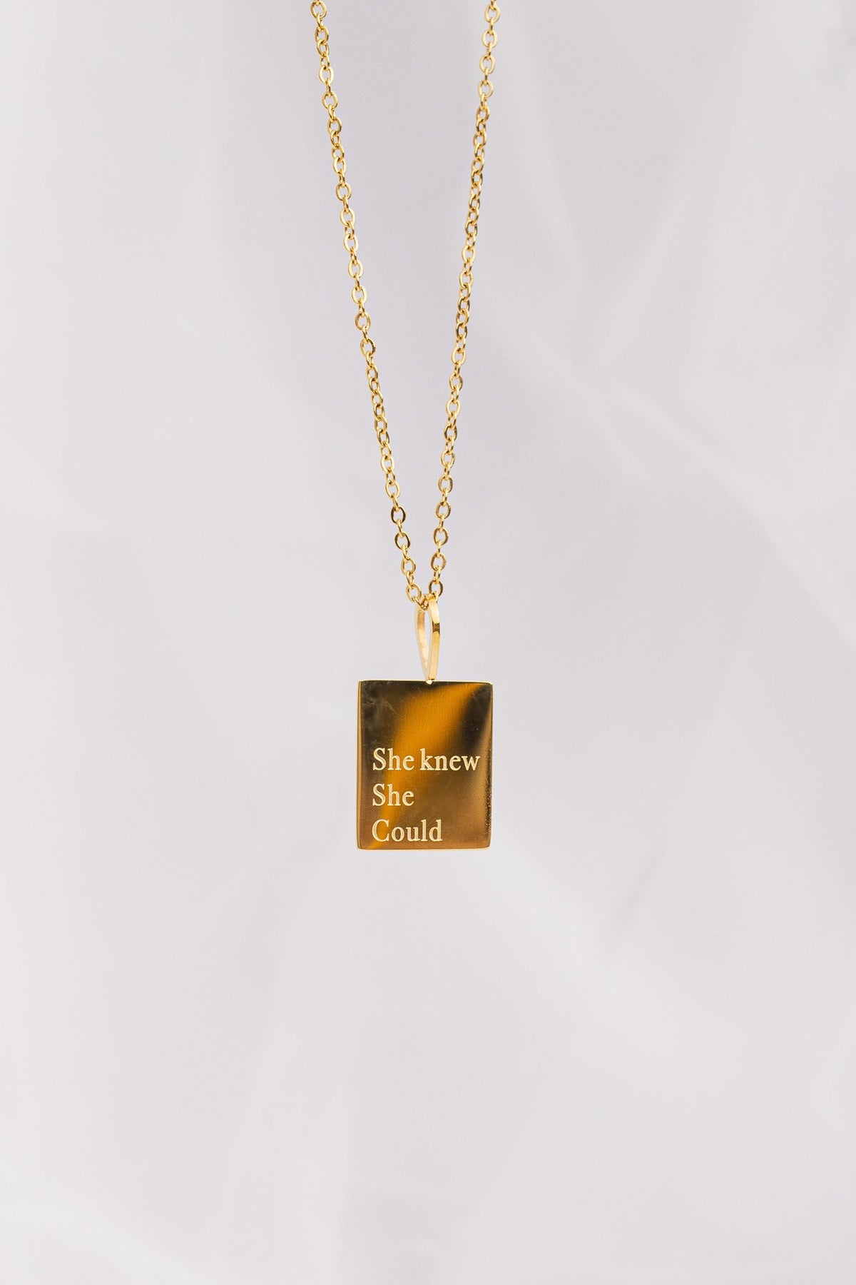 She Knew She Could Necklace | Engraved Affirmation Jewelry Gift - Spinsterly Co