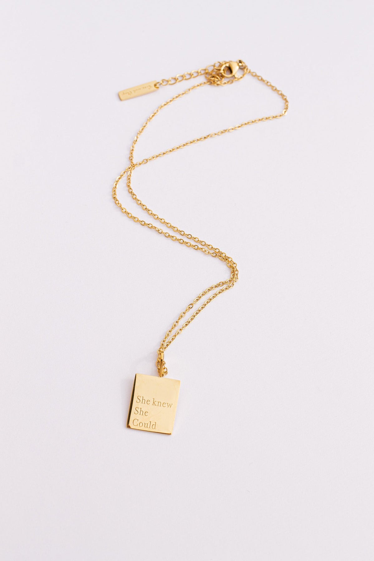 She Knew She Could Necklace | Engraved Affirmation Jewelry Gift - Spinsterly Co