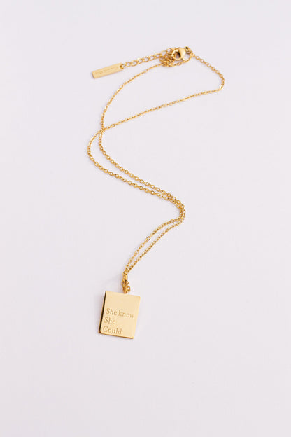She Knew She Could Necklace | Engraved Affirmation Jewelry Gift - Spinsterly Co