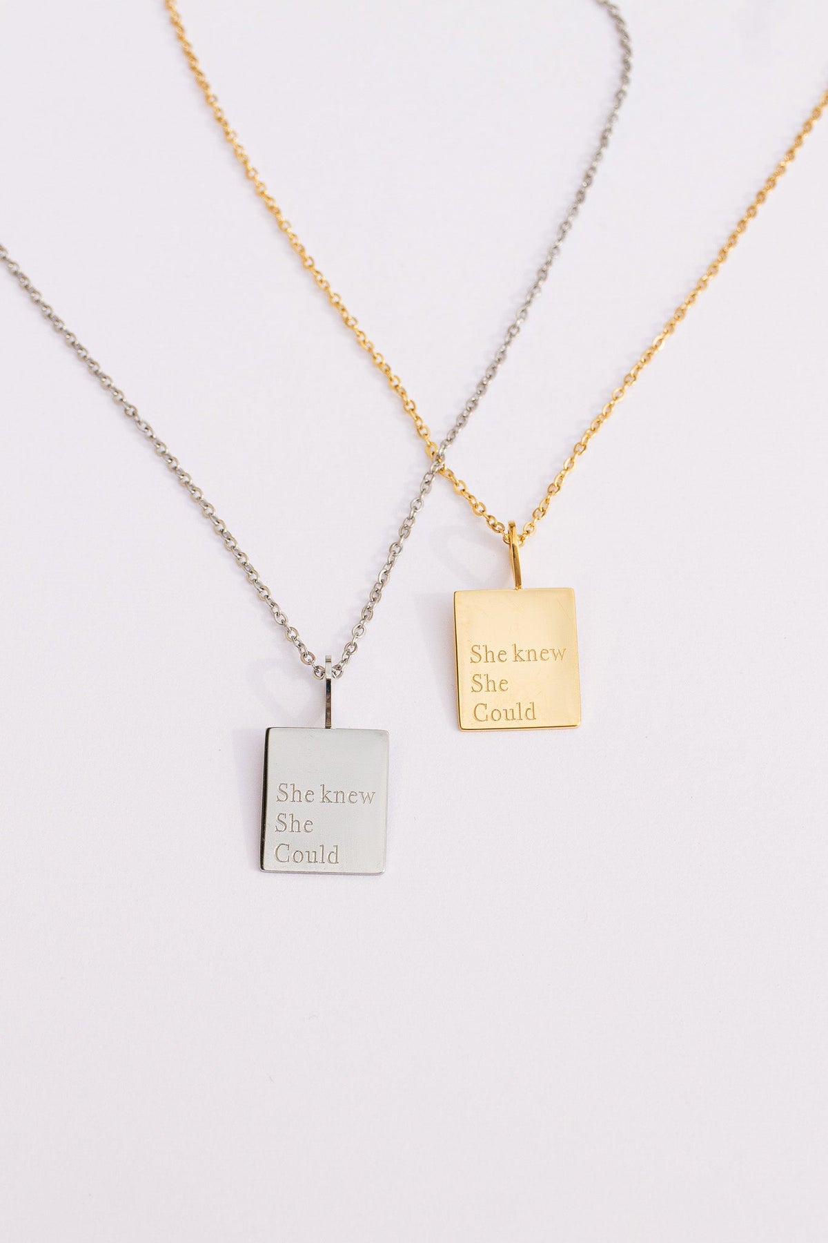 She Knew She Could Necklace | Engraved Affirmation Jewelry Gift - Spinsterly Co