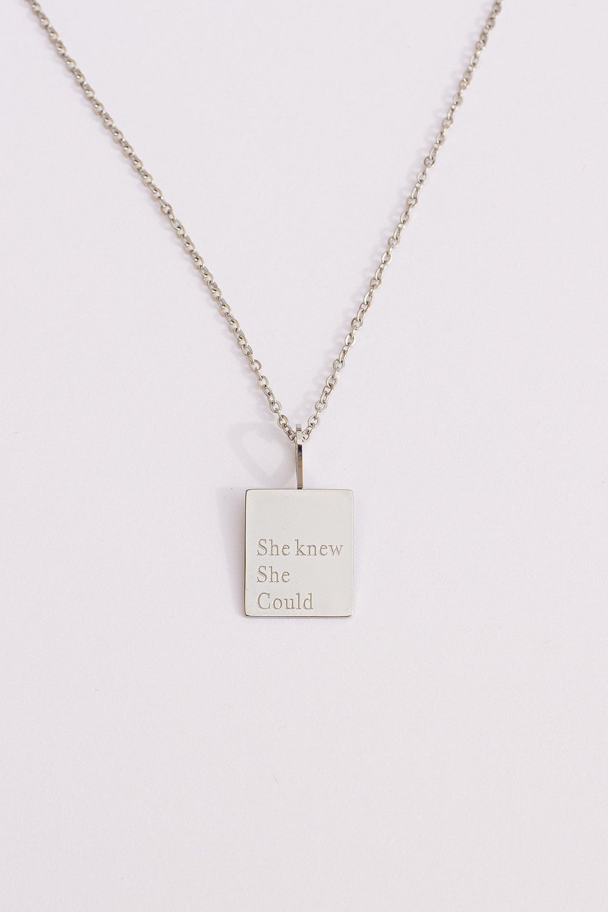 She Knew She Could Necklace | Engraved Affirmation Jewelry Gift - Spinsterly Co