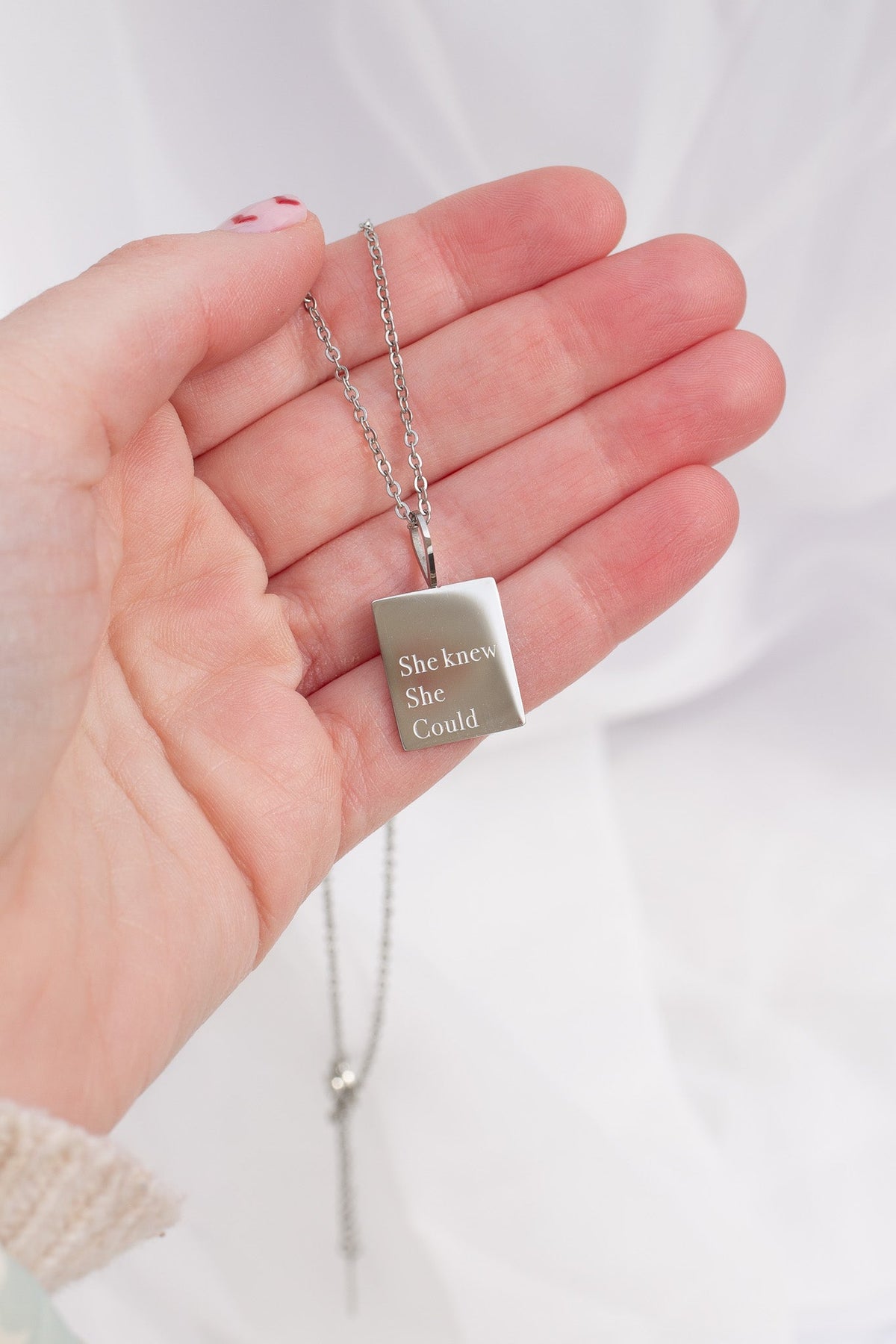 She Knew She Could Necklace | Engraved Affirmation Jewelry Gift - Spinsterly Co