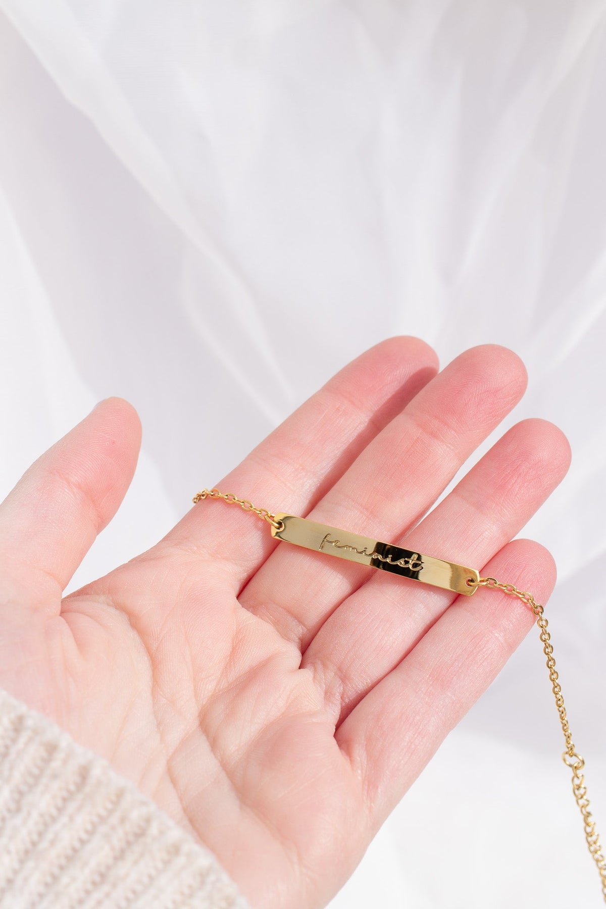 Feminist Engraved Bar Bracelet | Empowerment Jewelry Gift for Her - Spinsterly Co