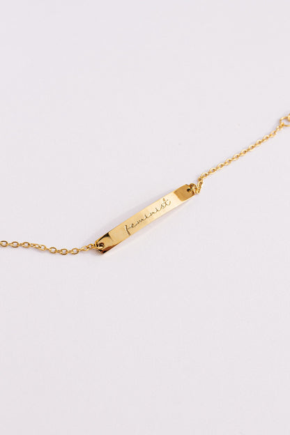 Feminist Engraved Bar Bracelet | Empowerment Jewelry Gift for Her - Spinsterly Co