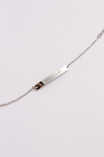 Feminist Engraved Bar Bracelet | Empowerment Jewelry Gift for Her - Spinsterly Co