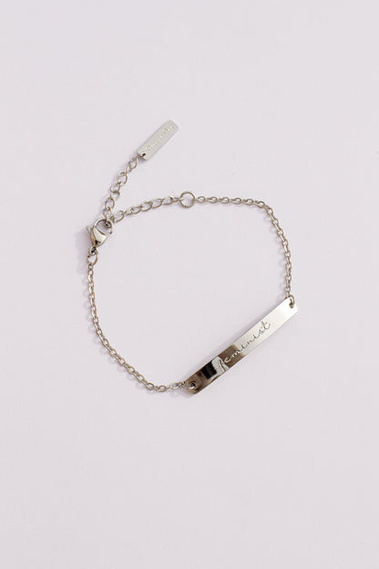 Feminist Engraved Bar Bracelet | Empowerment Jewelry Gift for Her - Spinsterly Co