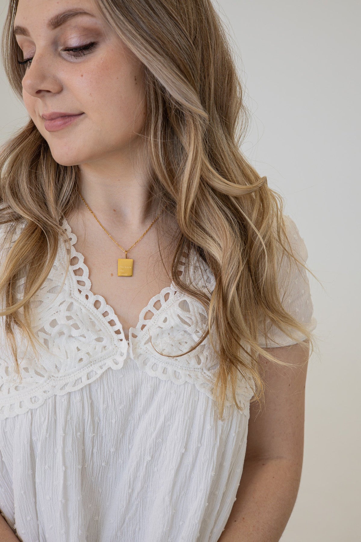 She Knew She Could Necklace | Engraved Affirmation Jewelry Gift - Spinsterly Co