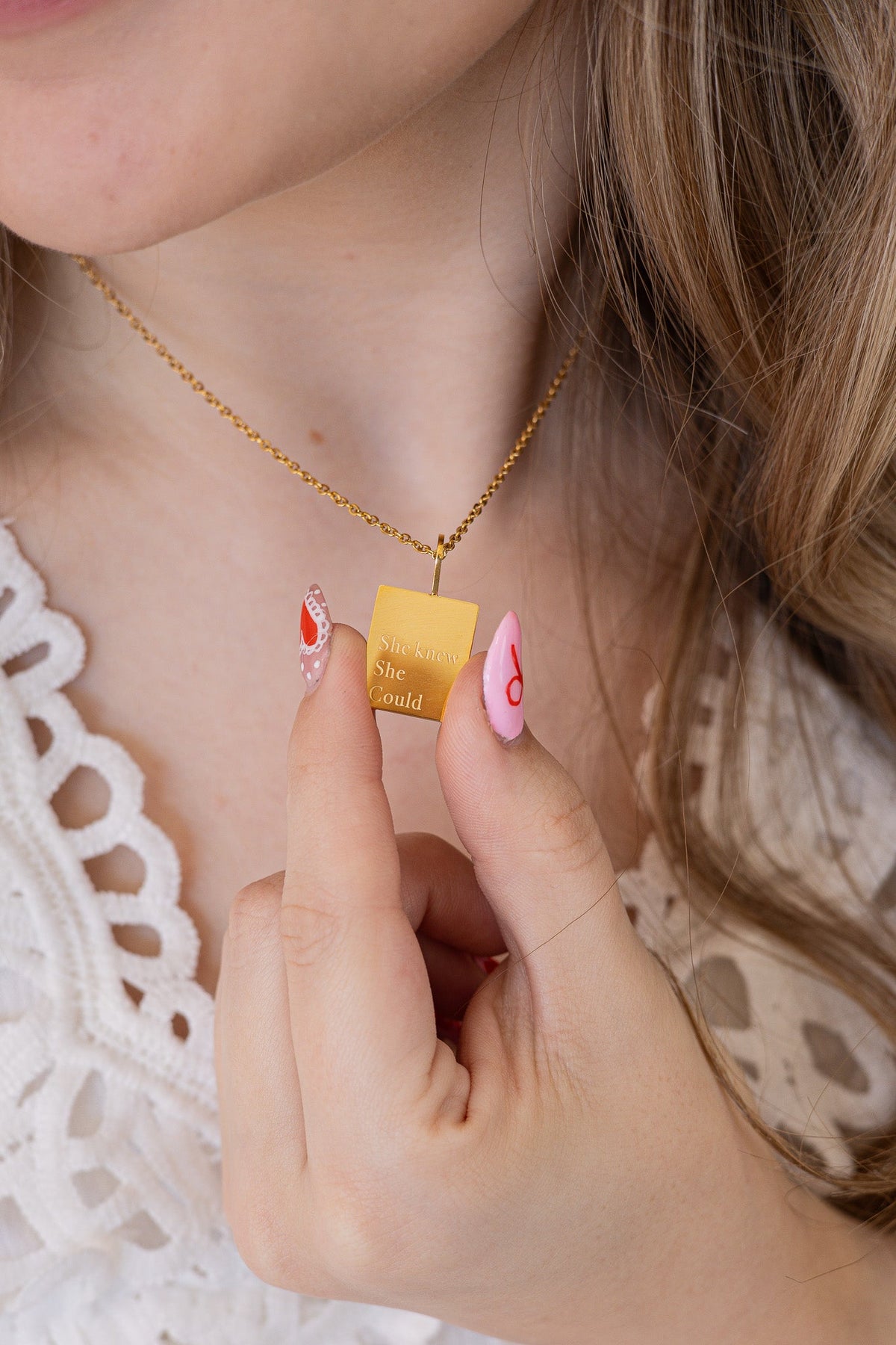 She Knew She Could Necklace | Engraved Affirmation Jewelry Gift - Spinsterly Co