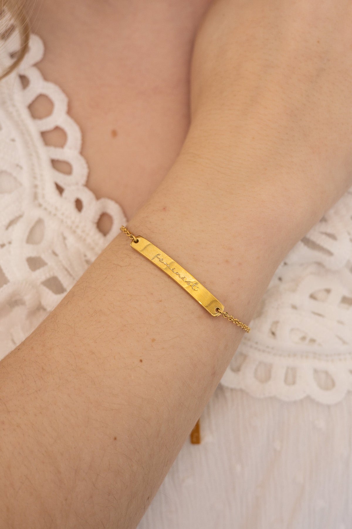 Feminist Engraved Bar Bracelet | Empowerment Jewelry Gift for Her - Spinsterly Co