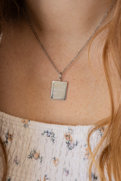 She Knew She Could Necklace | Engraved Affirmation Jewelry Gift - Spinsterly Co