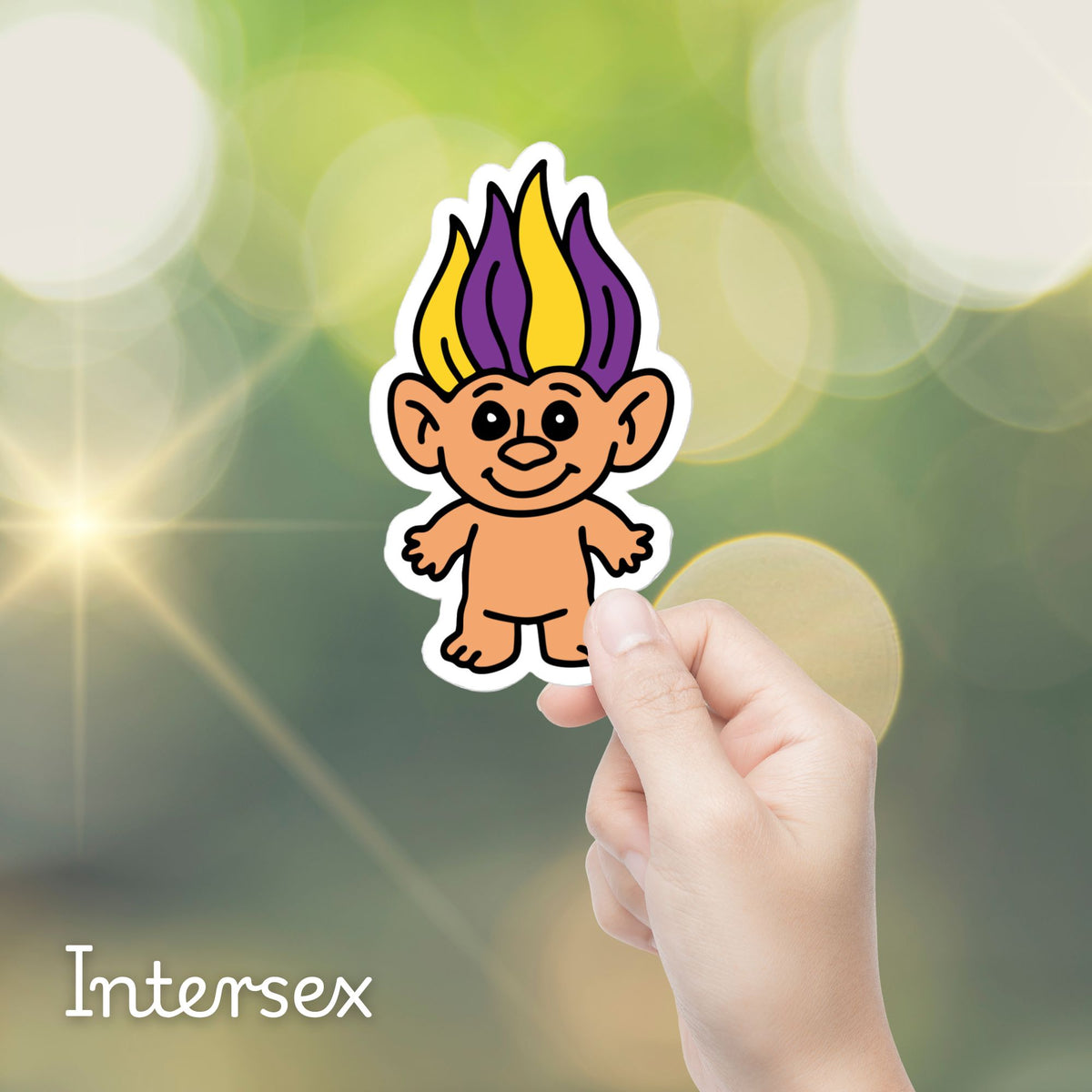 90s Pride Troll Doll Sticker | Die-Cut Vinyl Sticker - Spinsterly Co