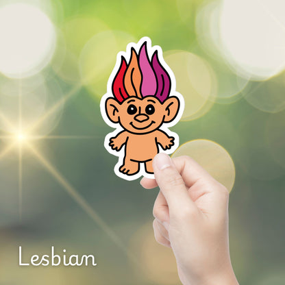 90s Pride Troll Doll Sticker | Die-Cut Vinyl Sticker - Spinsterly Co