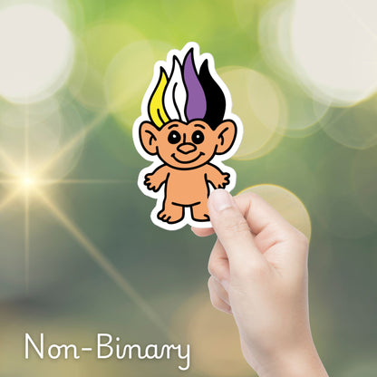 90s Pride Troll Doll Sticker | Die-Cut Vinyl Sticker - Spinsterly Co