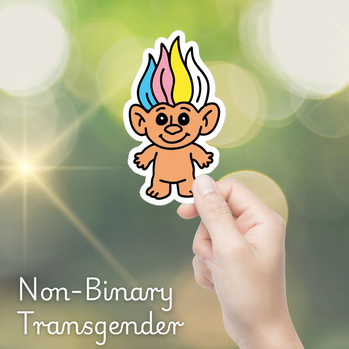 90s Pride Troll Doll Sticker | Die-Cut Vinyl Sticker - Spinsterly Co
