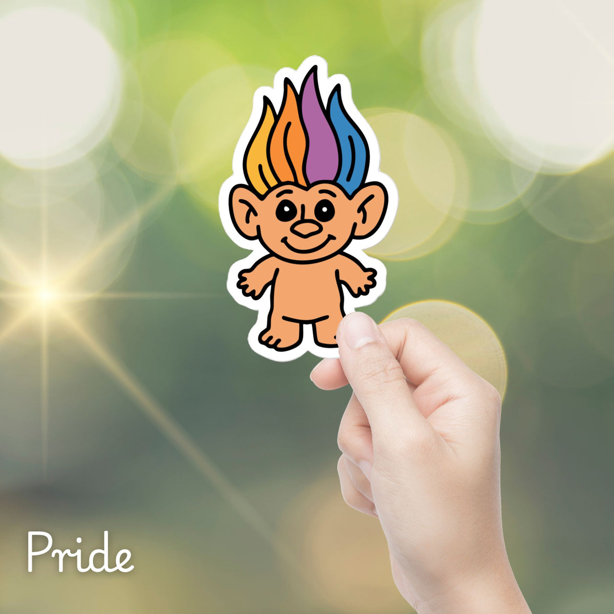 90s Pride Troll Doll Sticker | Die-Cut Vinyl Sticker - Spinsterly Co