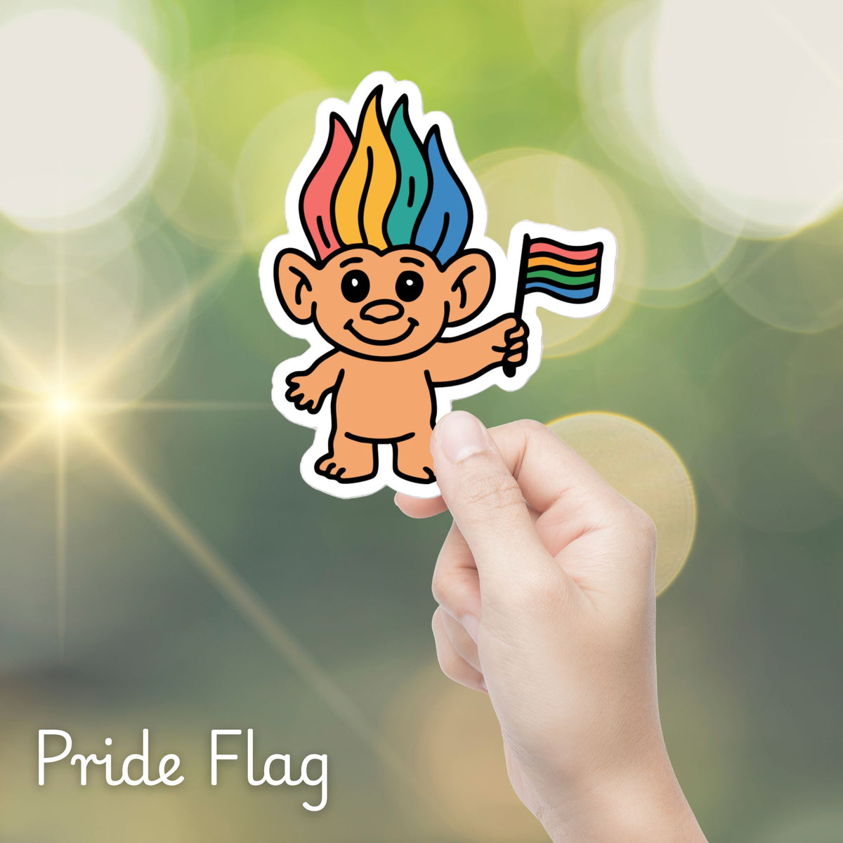 90s Pride Troll Doll Sticker | Die-Cut Vinyl Sticker - Spinsterly Co