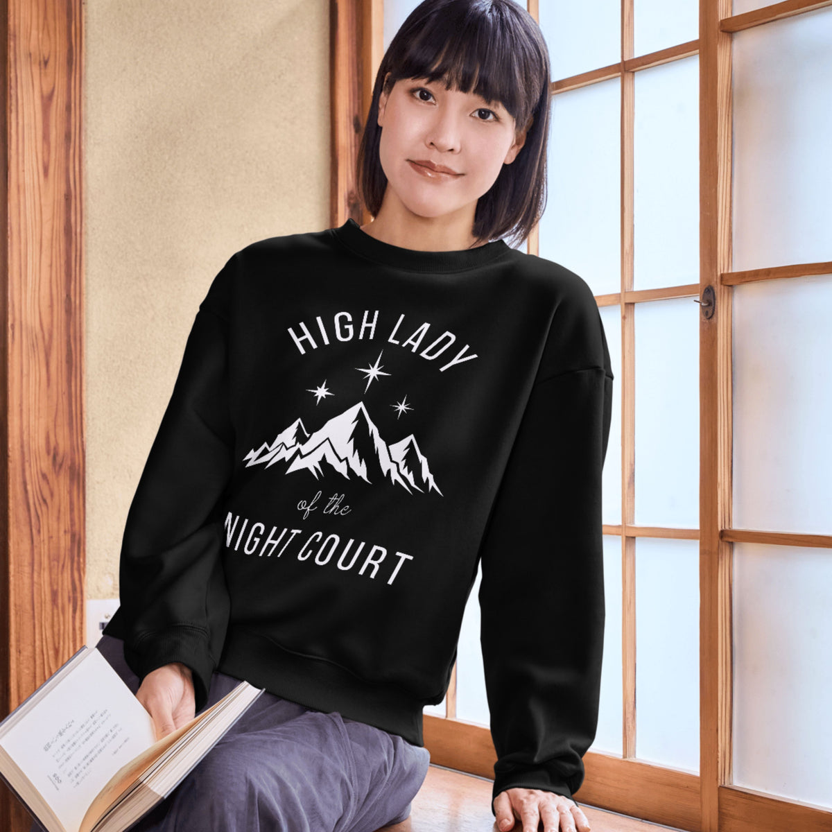 High Lady of the Night Court Oversized Crewneck Sweatshirt | Dark Academia Fantasy Apparel - Spinsterly Co