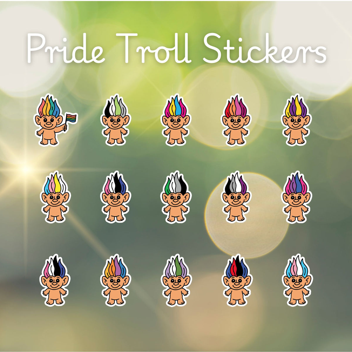 90s Pride Troll Doll Sticker | Die-Cut Vinyl Sticker - Spinsterly Co