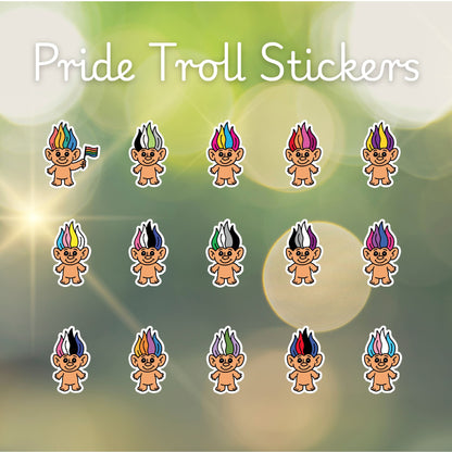 90s Pride Troll Doll Sticker | Die-Cut Vinyl Sticker - Spinsterly Co