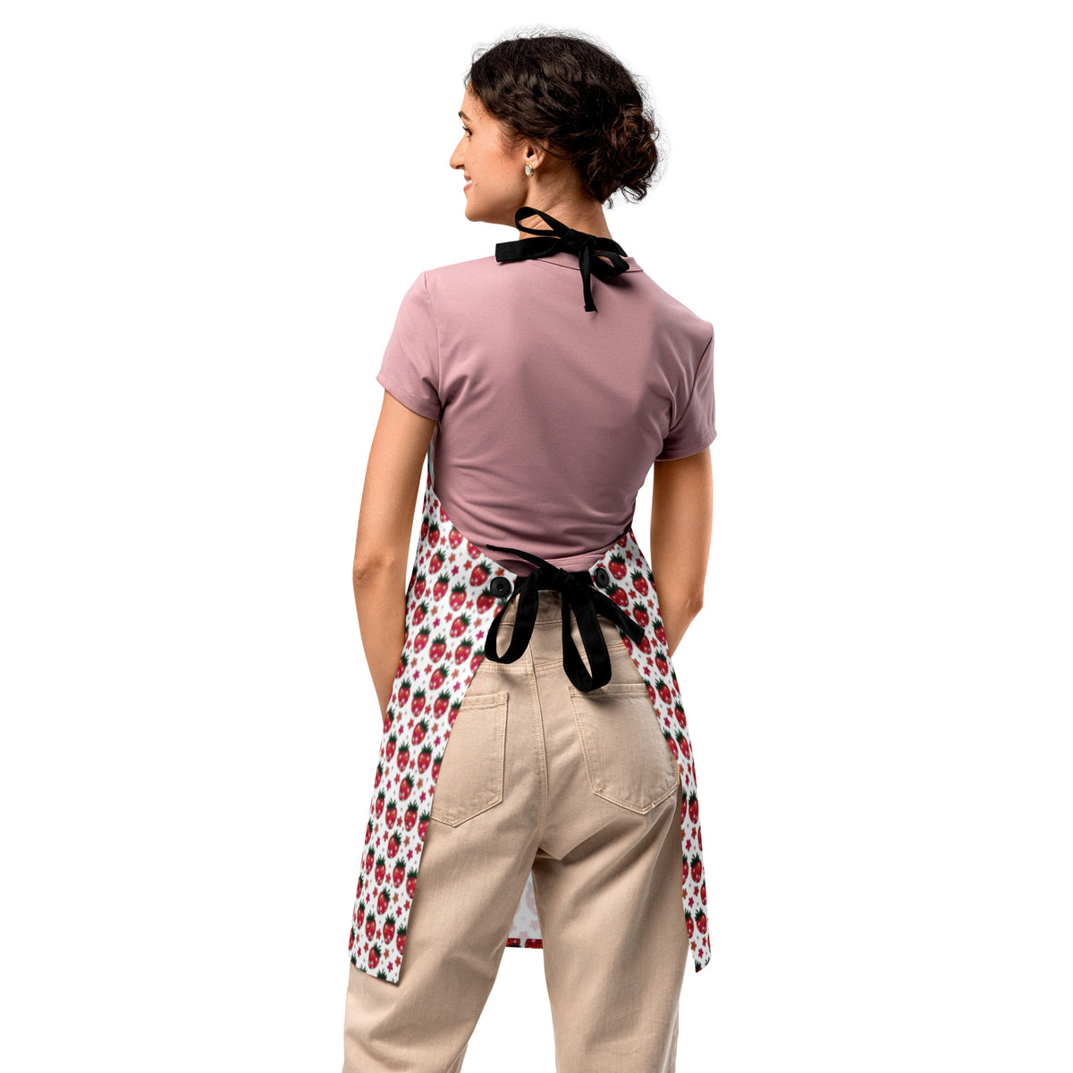 Pink Disco Strawberry Fields Apron | Baking & Grilling Kitchen Accessory - Spinsterly Co