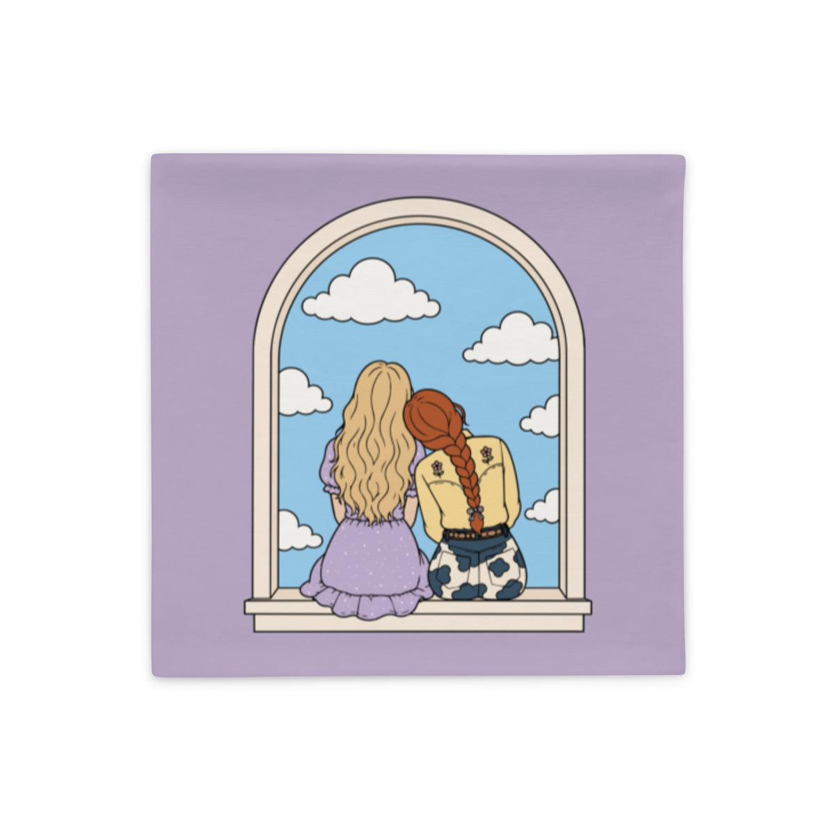 Cowgirl Friends Throw Pillow Cover — Whimsical Western Windowsill Illustration - Spinsterly Co