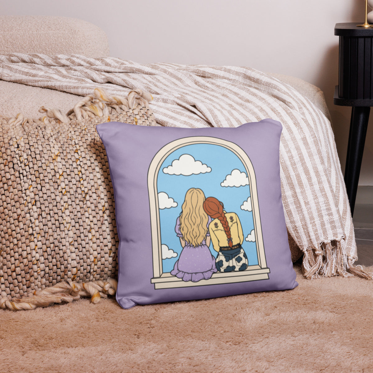 Cowgirl Friends Throw Pillow Cover — Whimsical Western Windowsill Illustration - Spinsterly Co