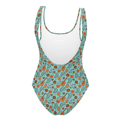 Showgirl Era One-Piece Swimsuit | All-Over Print Recycled Swimwear - Spinsterly Co