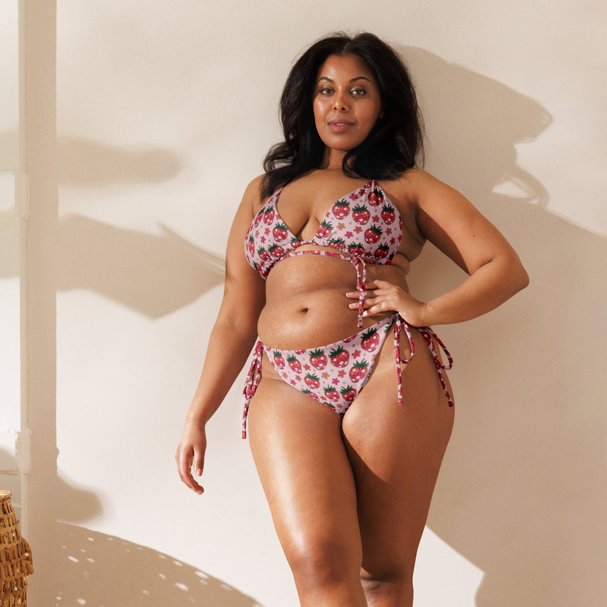Strawberry Fields String Bikini | All-Over Print Recycled Swimwear - Spinsterly Co