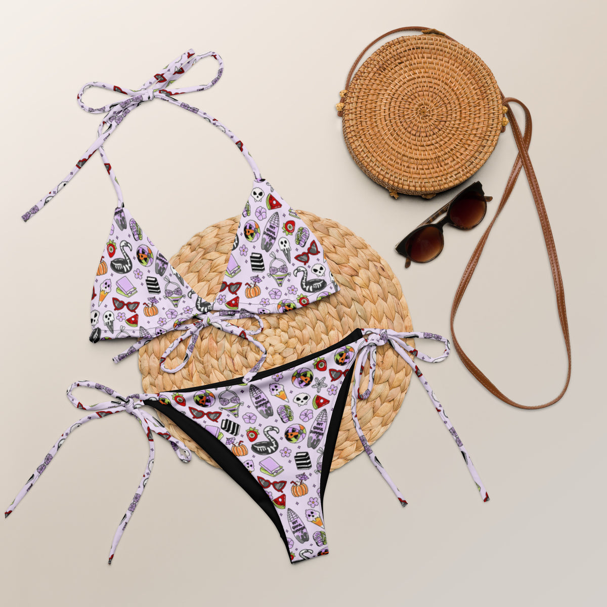 Summerween String Bikini — All-Over Print Recycled Swimwear - Spinsterly Co