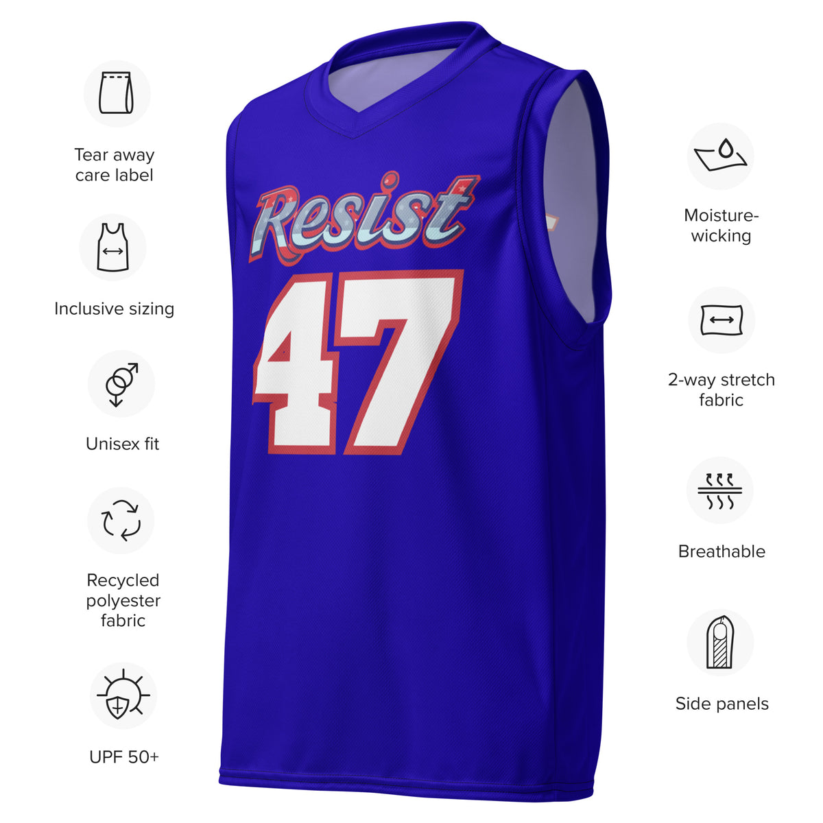 Resist 47 Basketball Jersey | Political Activist Recycled Unisex Jersey - Spinsterly Co